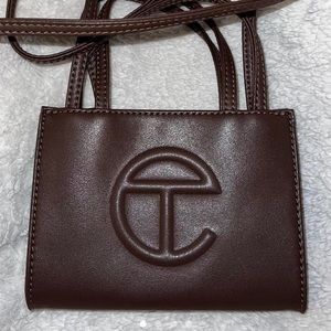 small chocolate brown telfar bag